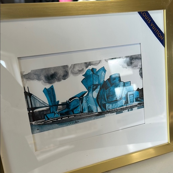 Louis Vuitton Blue and Gold Framed Art Bilboa - Picture 3 of 6